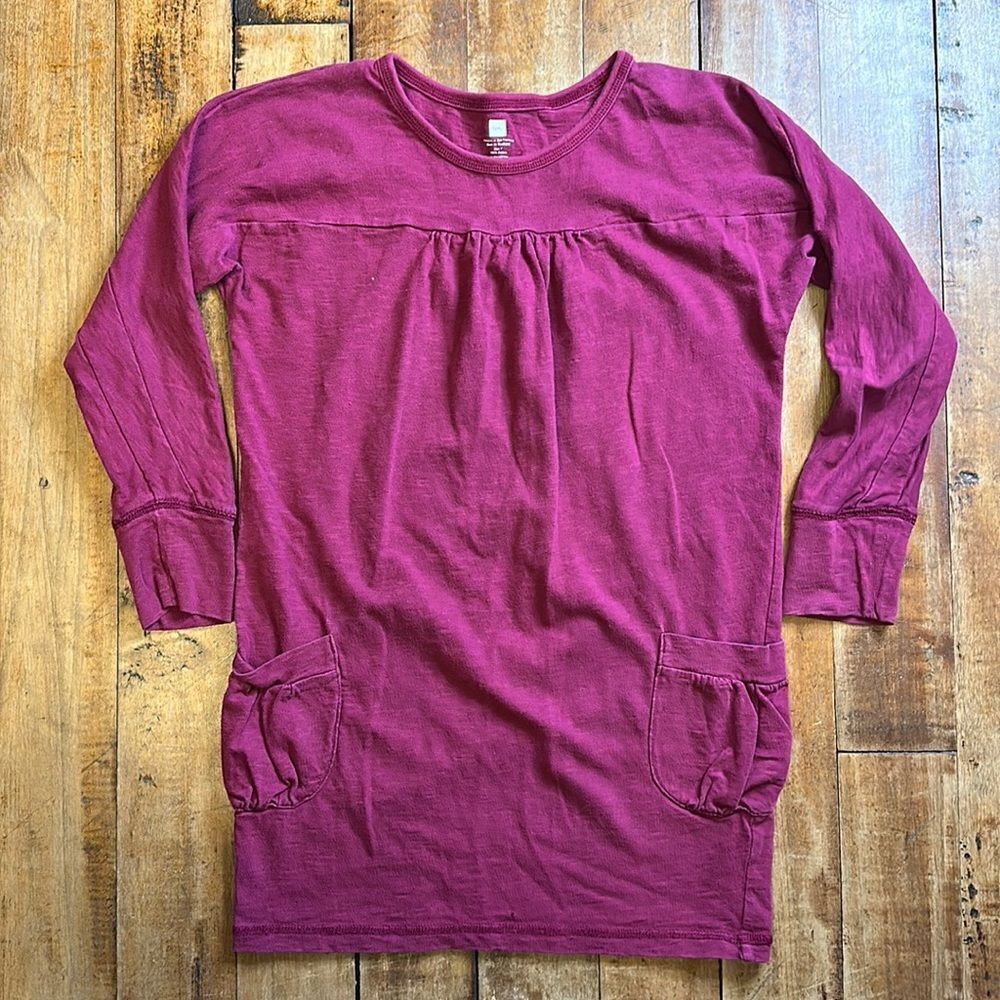 Tea Collection dress size 7 long sleeve cotton purple Spring Summer